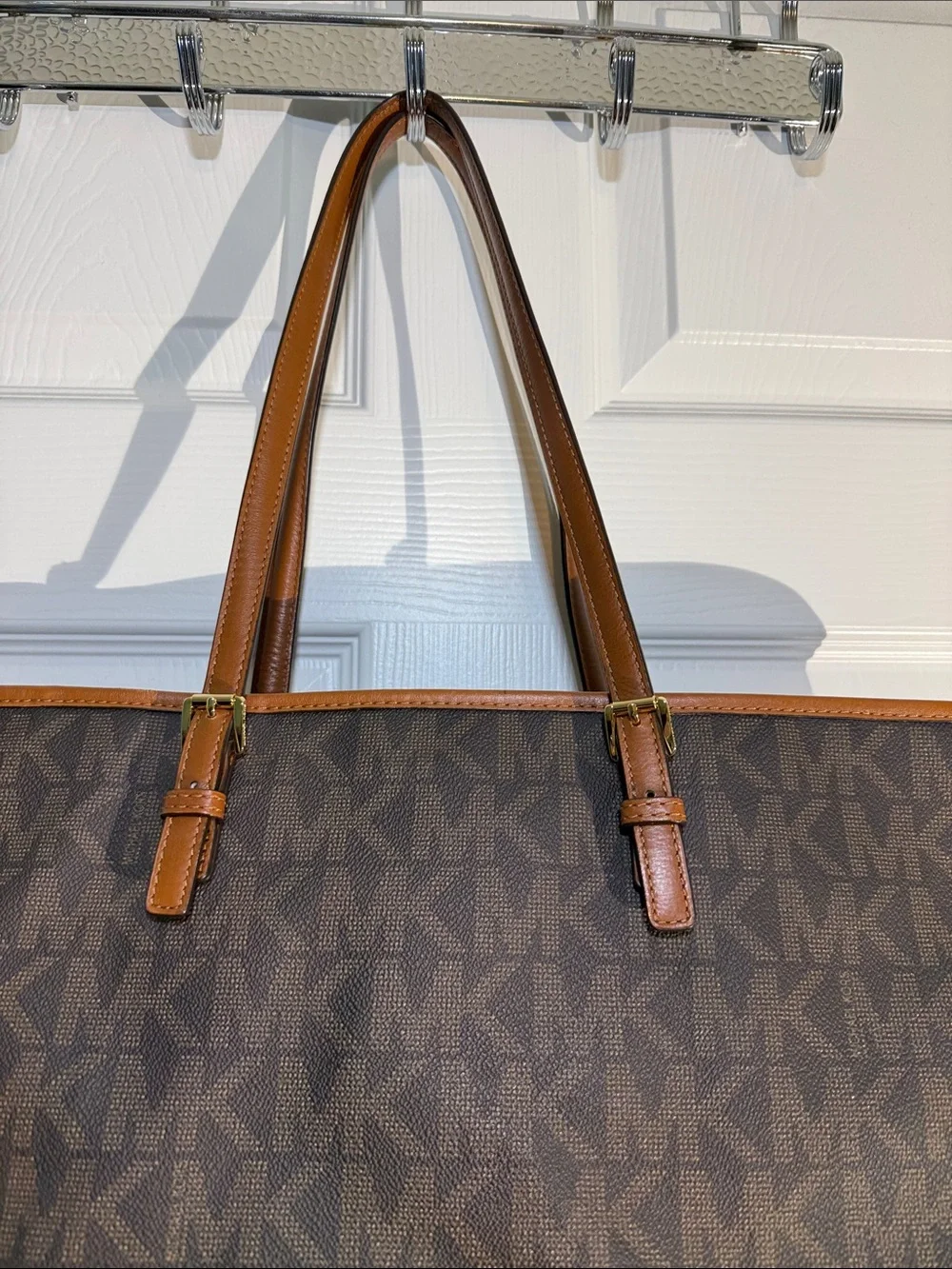 Michael Kors Brown & Tan MK Logo Laptop Tote